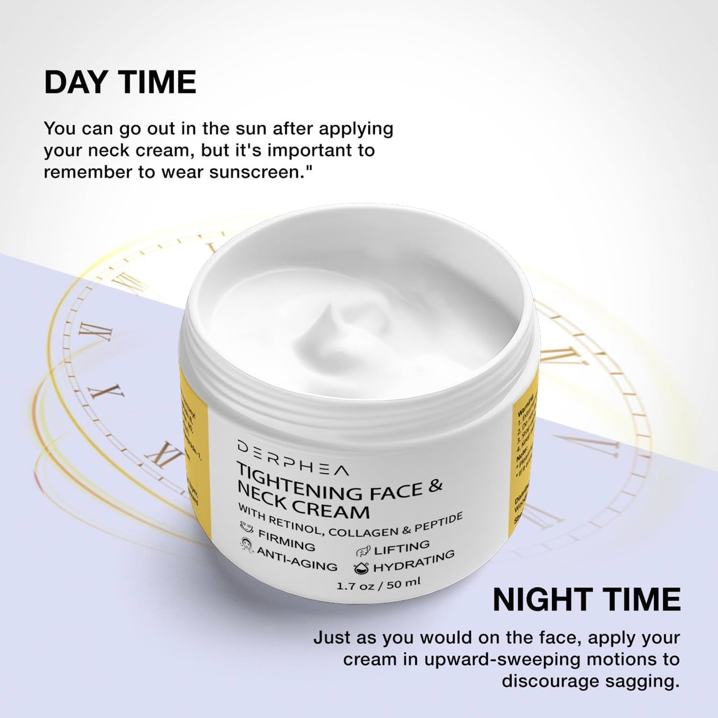 DERPHEA Neck Tightening Cream, Neck Firming Cream For Tightening and Firming, Fine lines, Loose & Sagging On Face, Decollete & Other Skin Areas - 1.7