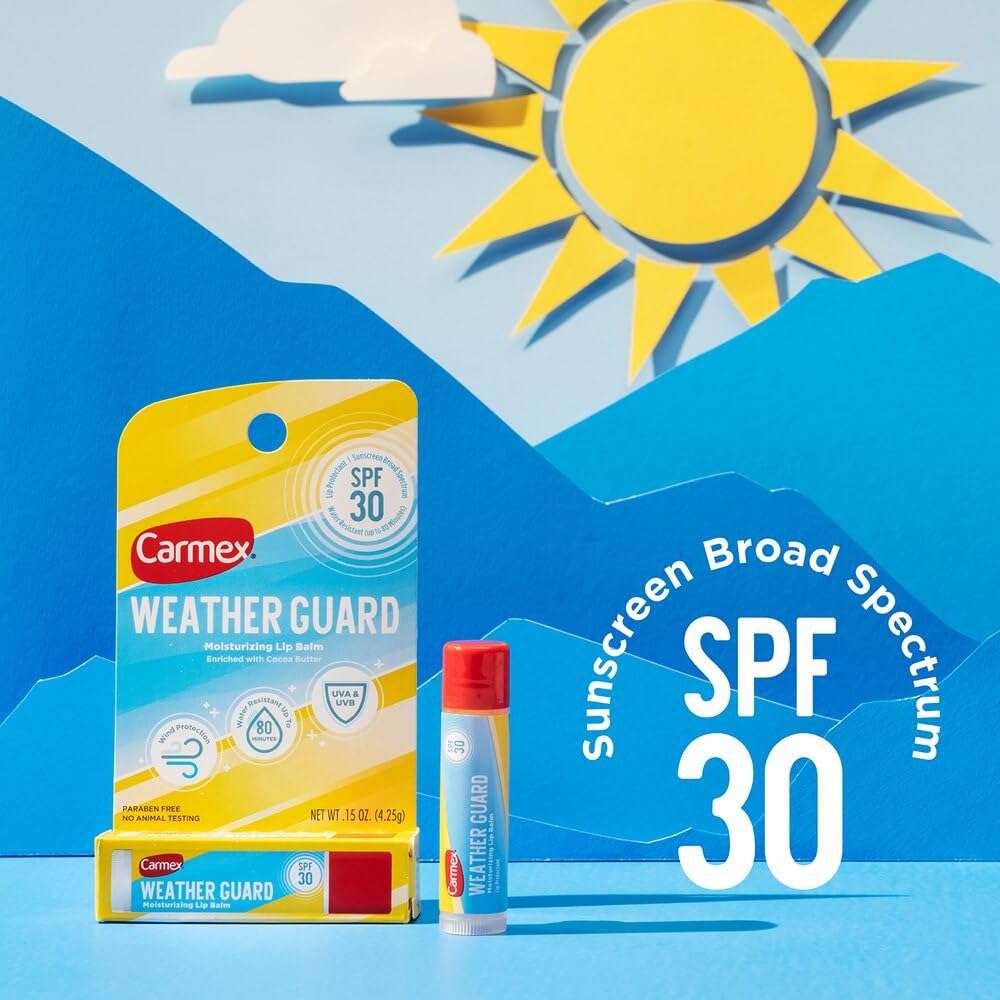 Carmex Weather Guard Moisturizing Lip Balm, SPF30, 0.15 oz (Pack of 3)
