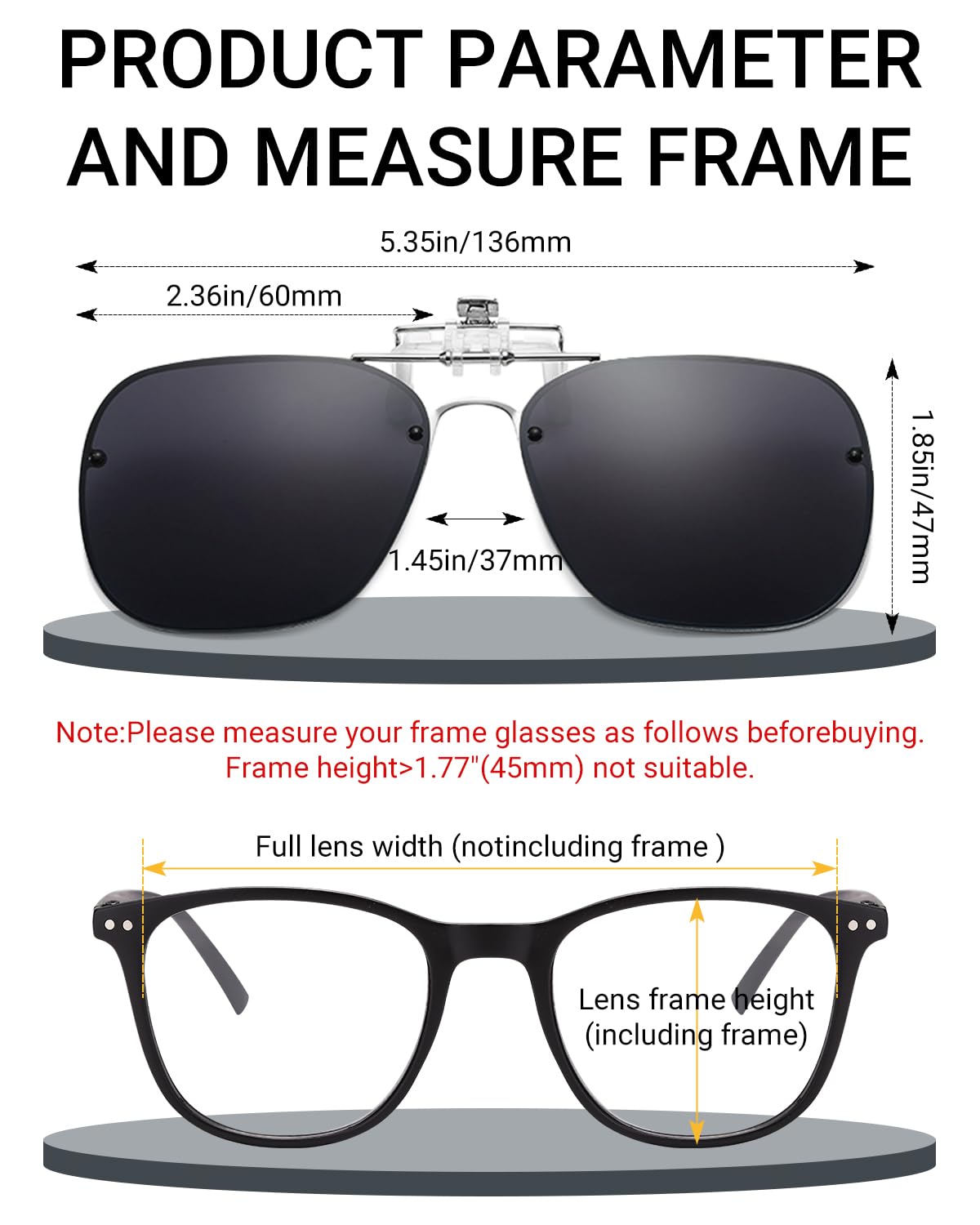 TERAISE Clip On Sunglasses Flip up HD Polarized Unisex for Outdoor/Driving UV400