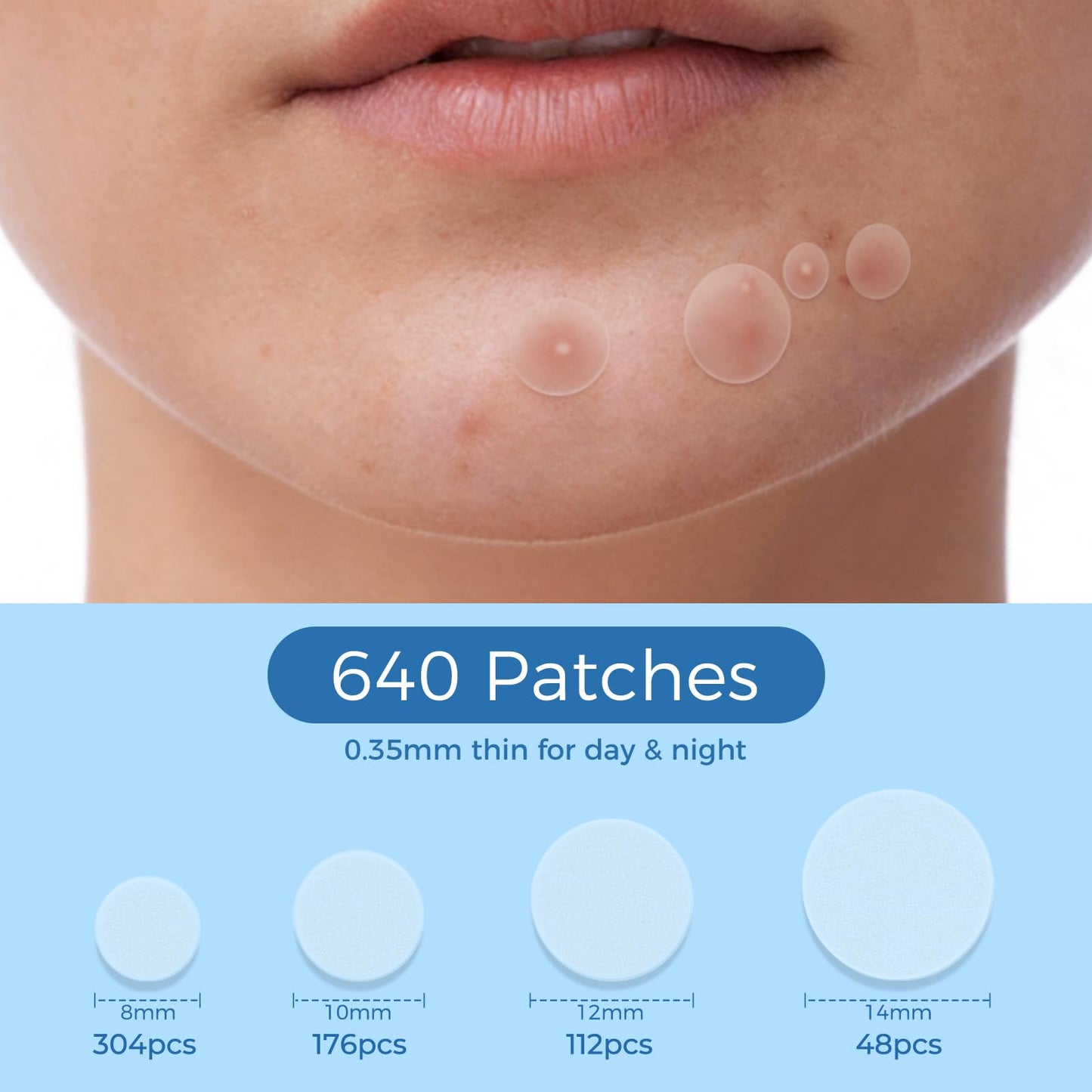 DATISEP Pimple Patches for Face, 640 Count Hydrocolloid Patch Acne Patches,4 Sizes Zit Patches for Covering, Blemishes and Breakouts, Dots Stickers Beauty and Personal Care DATISEP
