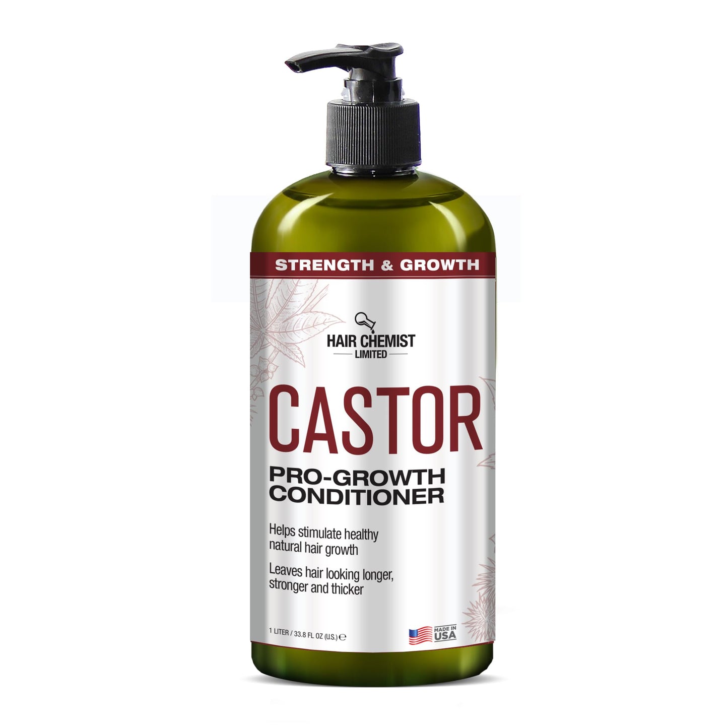 Hair Chemist Castor Pro-Growth Shampoo 33.8 oz. AND Conditioner 33.8 oz. 2-PC Boxed Gift Set - Made with Natural Castor Oil for Hair Growth, Sulfate