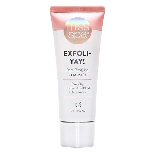 MISS SPA Clay Face Mask for Women, Pore Purifying Pink Clay Mask, Pomegranate + Coconut Oil, Exfoliate Draw Dirt from Pores, Anti-Aging Cream Mask
