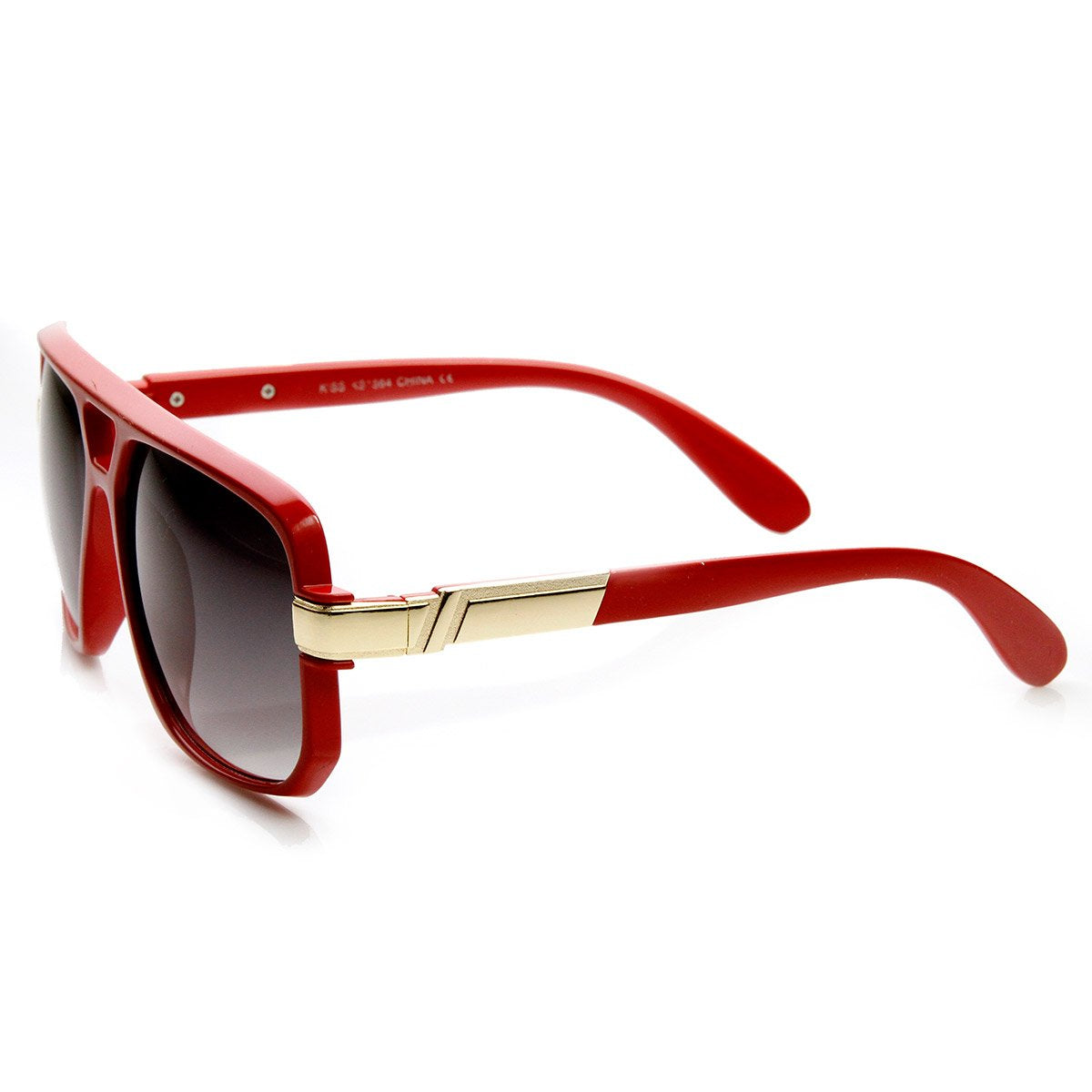 zeroUV - Classic Square Frame Plastic Flat Top Aviator Sunglasses (Red)