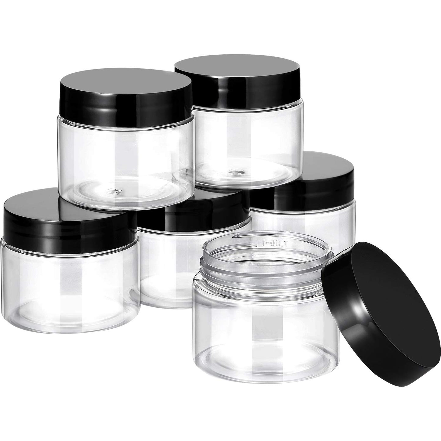 SATINIOR 6 Pack 2 oz Plastic Jars Containers with Lids Wide-mouth Refillable Leakproof Reusable Round Empty Jars for Travel Cosmetic Dry Food Spice Beauty and Personal Care SATINIOR Default Title
