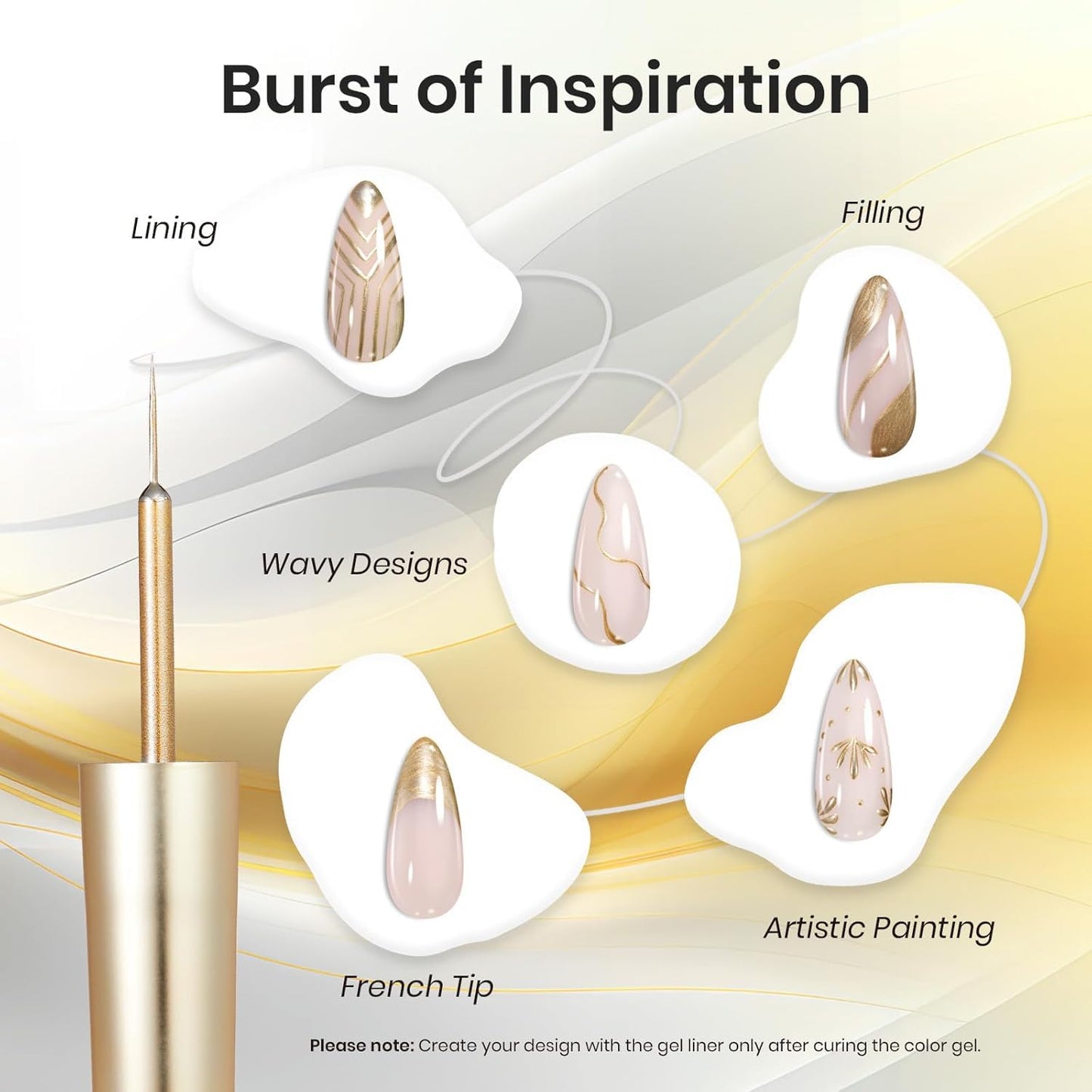 Beetles Metallic Gel Nail Polish Liner Set Silver Bronze Gold 2pcs Gel Liner Nail Art French Tip 3D High-Gloss Effect for Nails Paint Design Beauty and Personal Care beetles Gel Polish