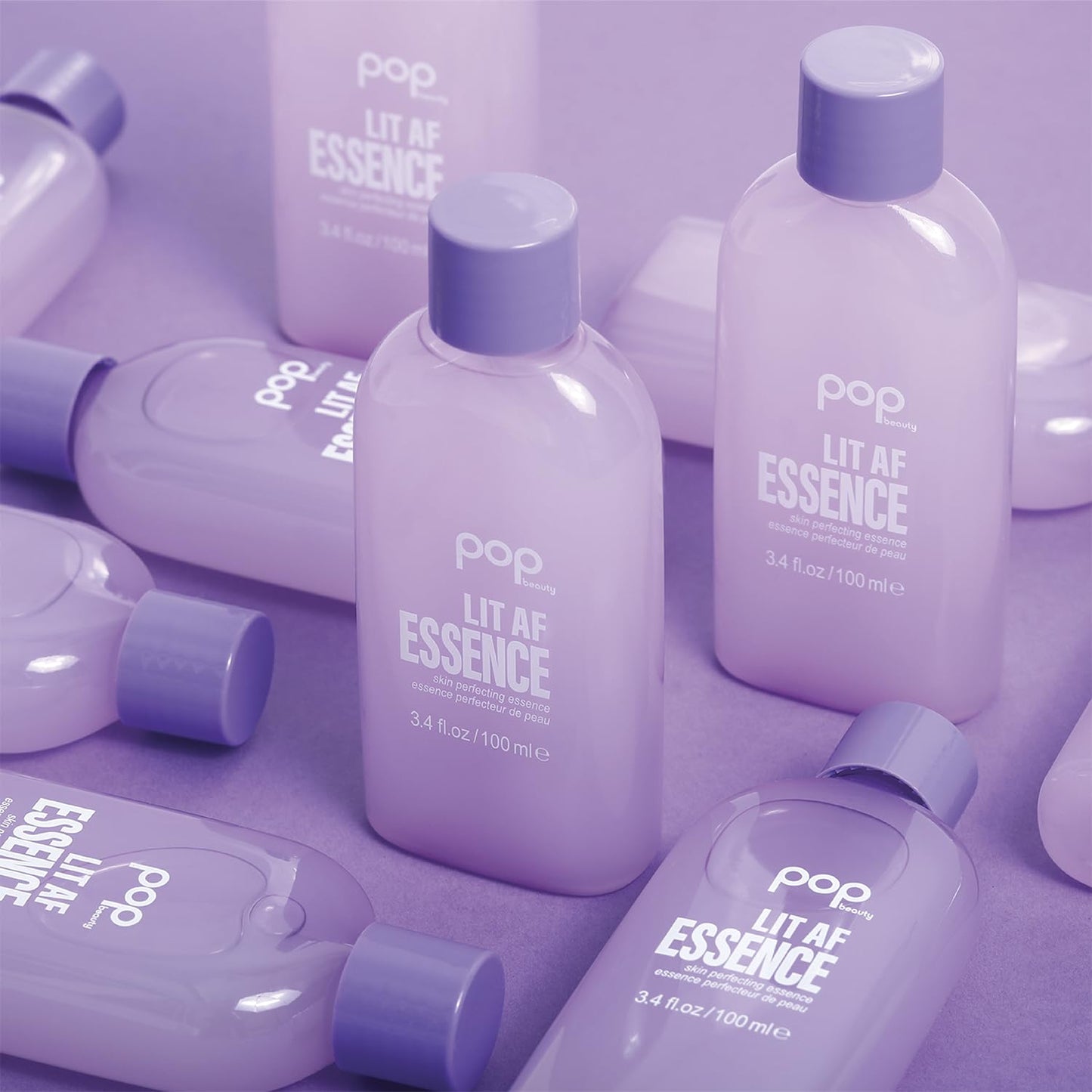 POP Beauty LIT AF ESSENCE - Botanical Gel Essence, Replenish Hydration and Brighten Skin with Niacinamide and Peptides | 3.4 Fl Oz