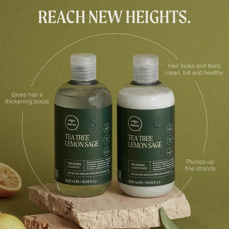 Tea Tree Lemon Sage Thickening Shampoo, Builds Body + Boosts Volume, For Fine Hair, 33.8 fl. oz. Beauty and Personal Care Tea Tree