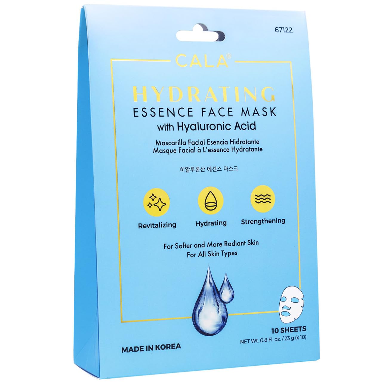 Cala Hydrating Essence Face Masks with Hyaluronic Acid - 10 Sheets Moisturizing Sheet Masks for Radiant, Plump Skin