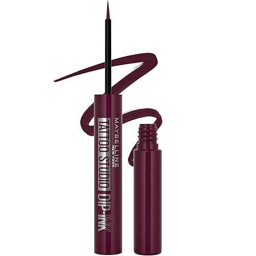 MAYBELLINE Tattoo Studio Dip-Ink Liquid Eyeliner, Waterproof Eyeliner With Up to 24 Hour Wear, Burgundy Boost, 1 Count