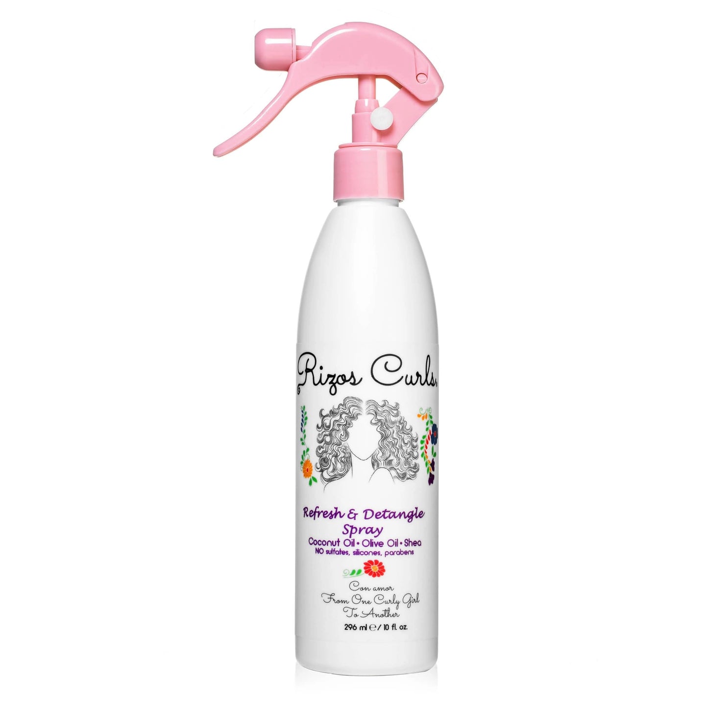 Rizos Curls Refresh & Detangle Spray - Detangling & Curl Leave-In with Coconut Oil - Nourishes, Hydrates & Controls Frizz for Every Curl Pattern