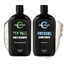 Challenger Tea Tree Shampoo & Peppermint Conditioner Combo | Men's Shower Product | For Itchy & Dry Scalp | Removes Dirt & Oils | Argan Oil, Biotin |