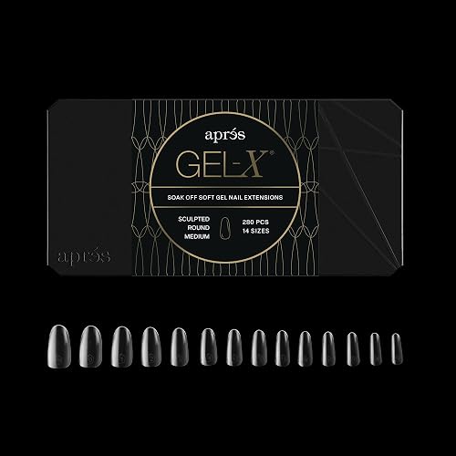 Apres Gel-X® Round Box of Nail Tips | 280 Gel-X Tips, Soft Gel Tips, 14 Sizes 00-9 | Half-sizes Included (Sculpted Round Medium, 280.00 Fl Oz (Pack Beauty & Personal Care APRÉS