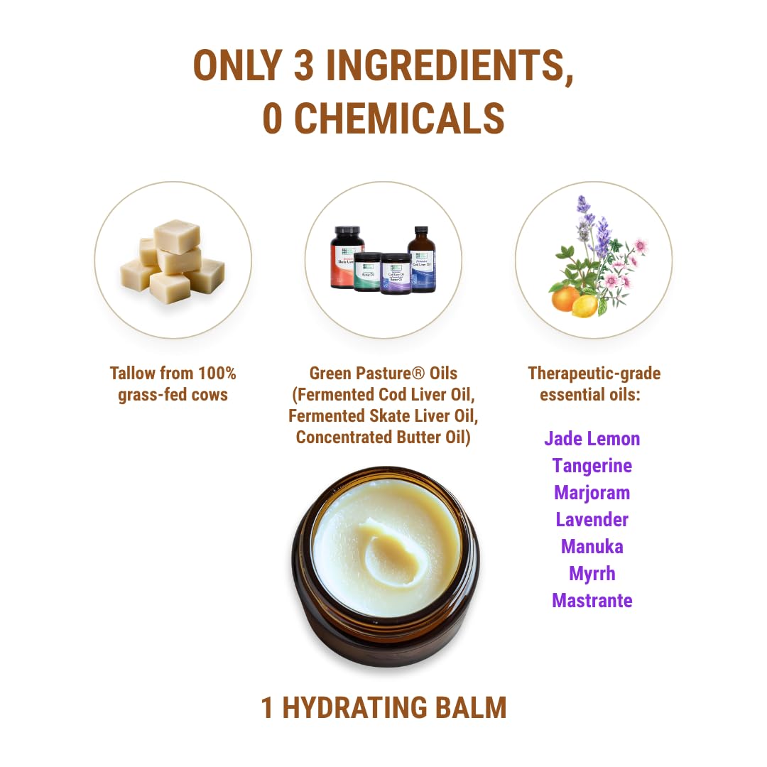 Vintage Tradition Epic Glow Beef Tallow Balm - Glow Boosting Moisturizer with Lavender Oil, Myrrh Oil, Manuka Face Oil, and Fish Oils - Beef Tallow