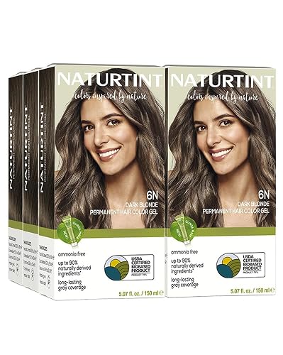 Naturtint 6N Dark Blonde Permanent Hair Color (Pack of 6), Ammonia Free, Vegan, Cruelty Free, up to 100% Gray Coverage, Long Lasting Results