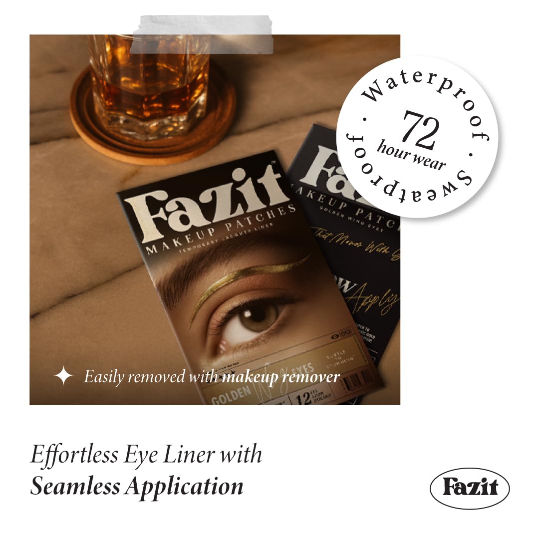 Fazit Makeup Patches - Golden Wing Eyes - Glow Up Make-Up Patches - Cute Glitter Makeup Accessories For Women - Cosmetic Glitter For Face