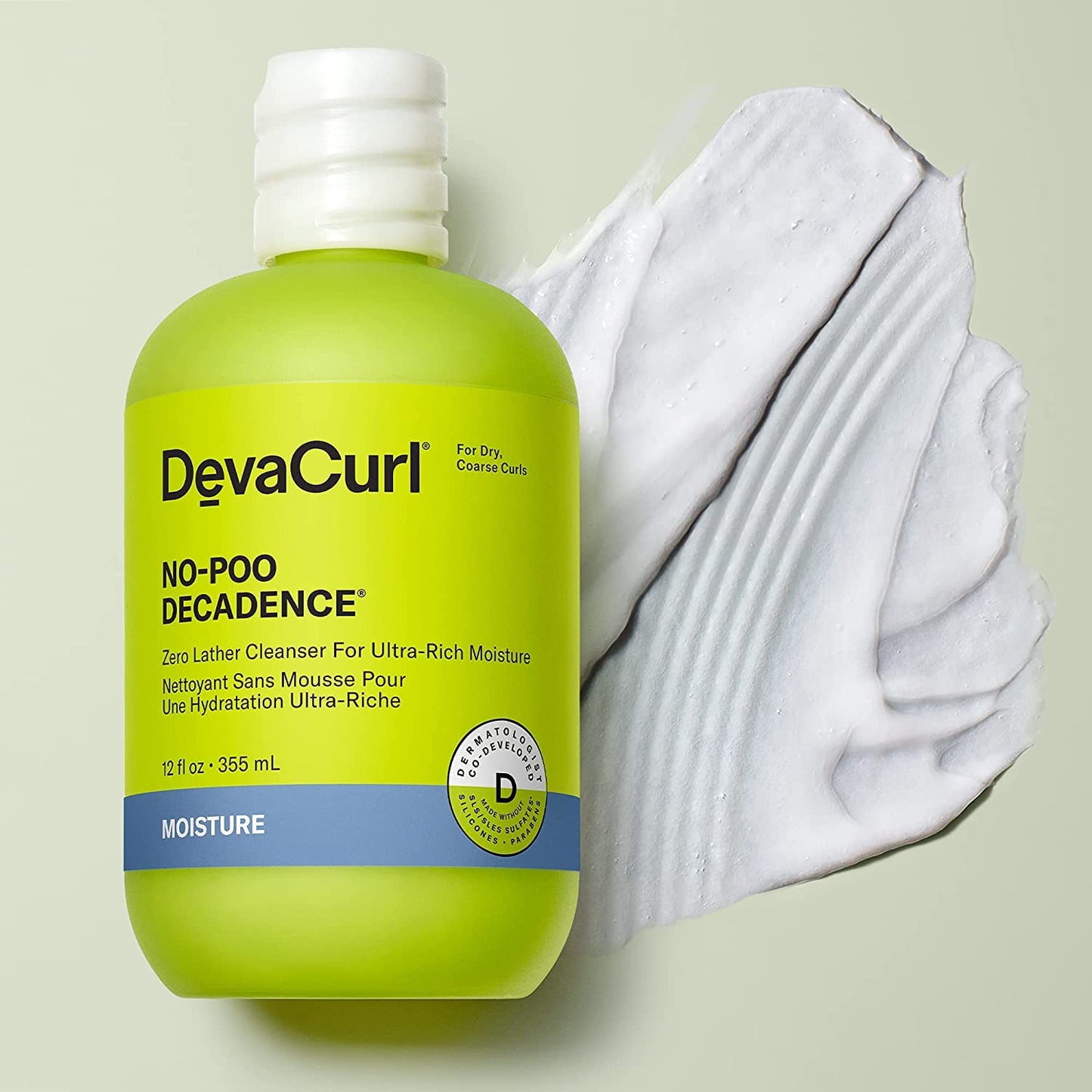 DevaCurl No-Poo Decadence Non-Lathering Cleanser for Ultra-Rich Moisture, Green Oasis, 12 fl. oz
