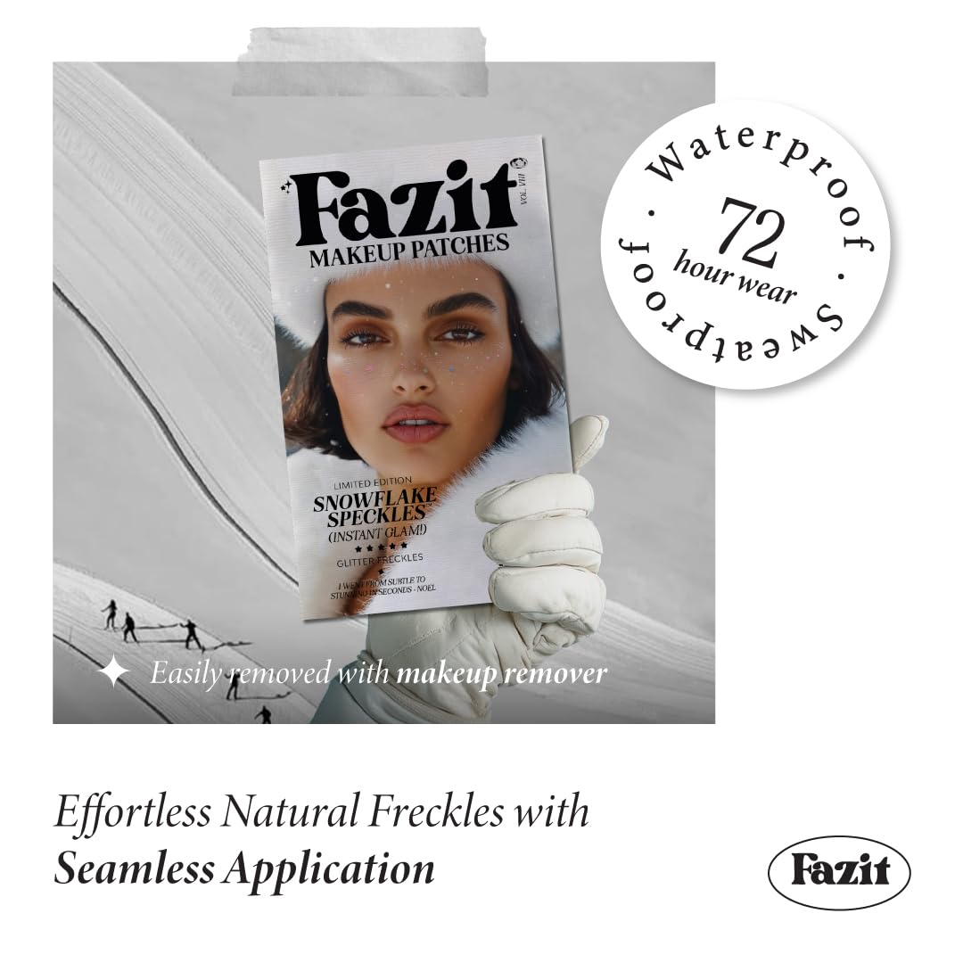 Fazit Makeup Patches - Snowflake Speckles - Glow Up Make-Up Patches - Cute Glitter Makeup Accessories for Women - Cosmetic Glitter for Face