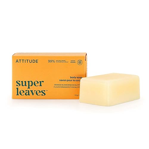 ATTITUDE Body Soap Bar, Natural Origin, Protects and Softens Dry Skin, Watercress, Indian Cress & Olive Oil, EWG Verified & Vegan, Orange Blossom