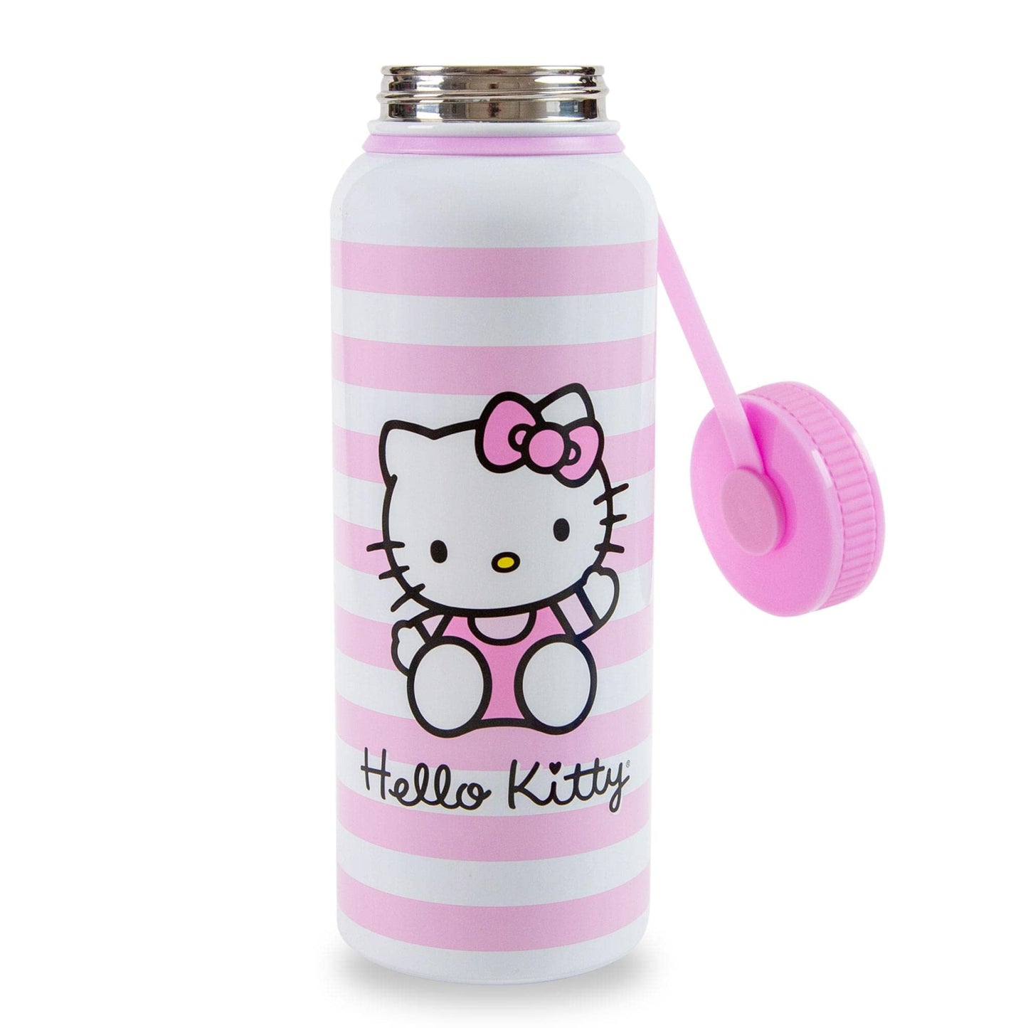 Sanrio Hello Kitty Pink Stainless Steel Water Bottle With Leak-Resistant Lid | Double-Walled Metal Sports Jug | Holds 42 Ounces