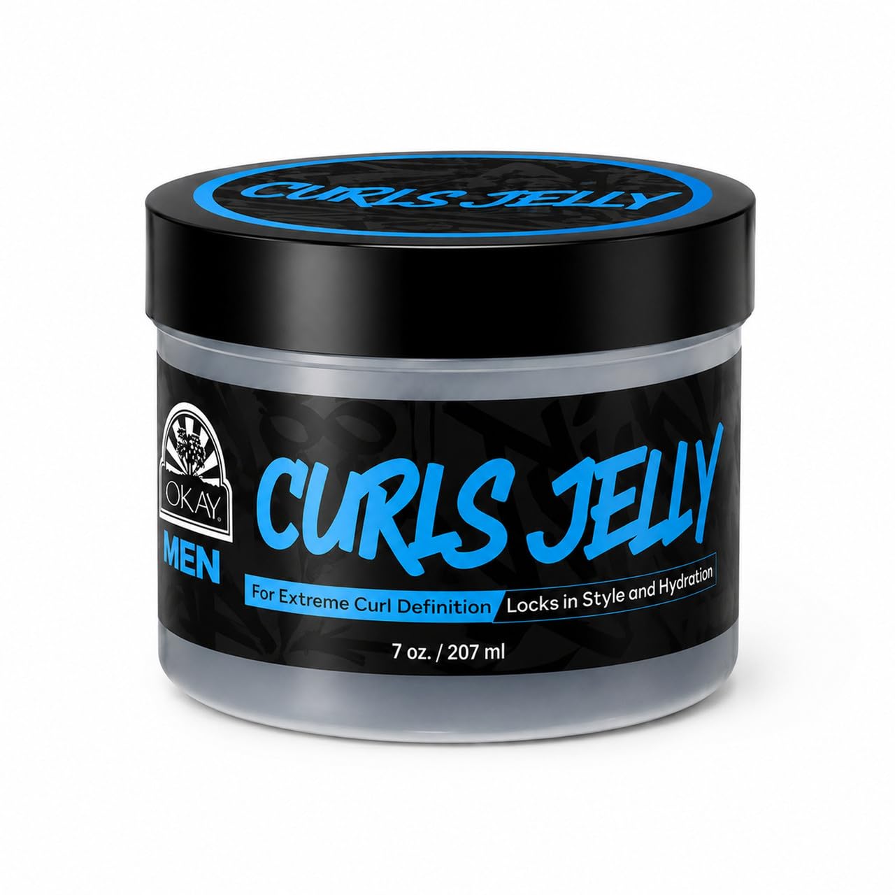 OKAY Men’s Curls Jelly, 7 oz - Curl Defining Styling Gel for Men, Lightweight Hold, Frizz Control & Natural Shine, Paraben-Free Hair Jelly for Curly