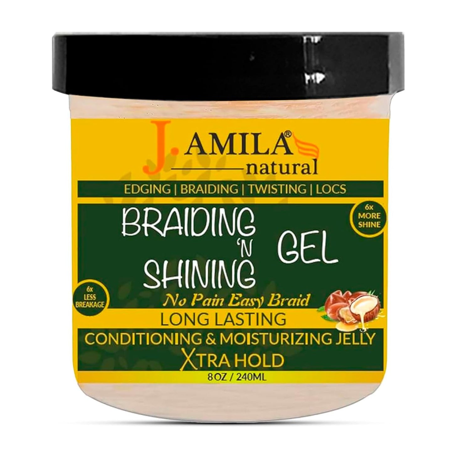 J. AMILA Braiding N Shining Gel - Extreme Hold, Moisture-Rich & Flake-Free - Natural Ingredients for Curly & Coily Hair - Ideal for Braids, Twists