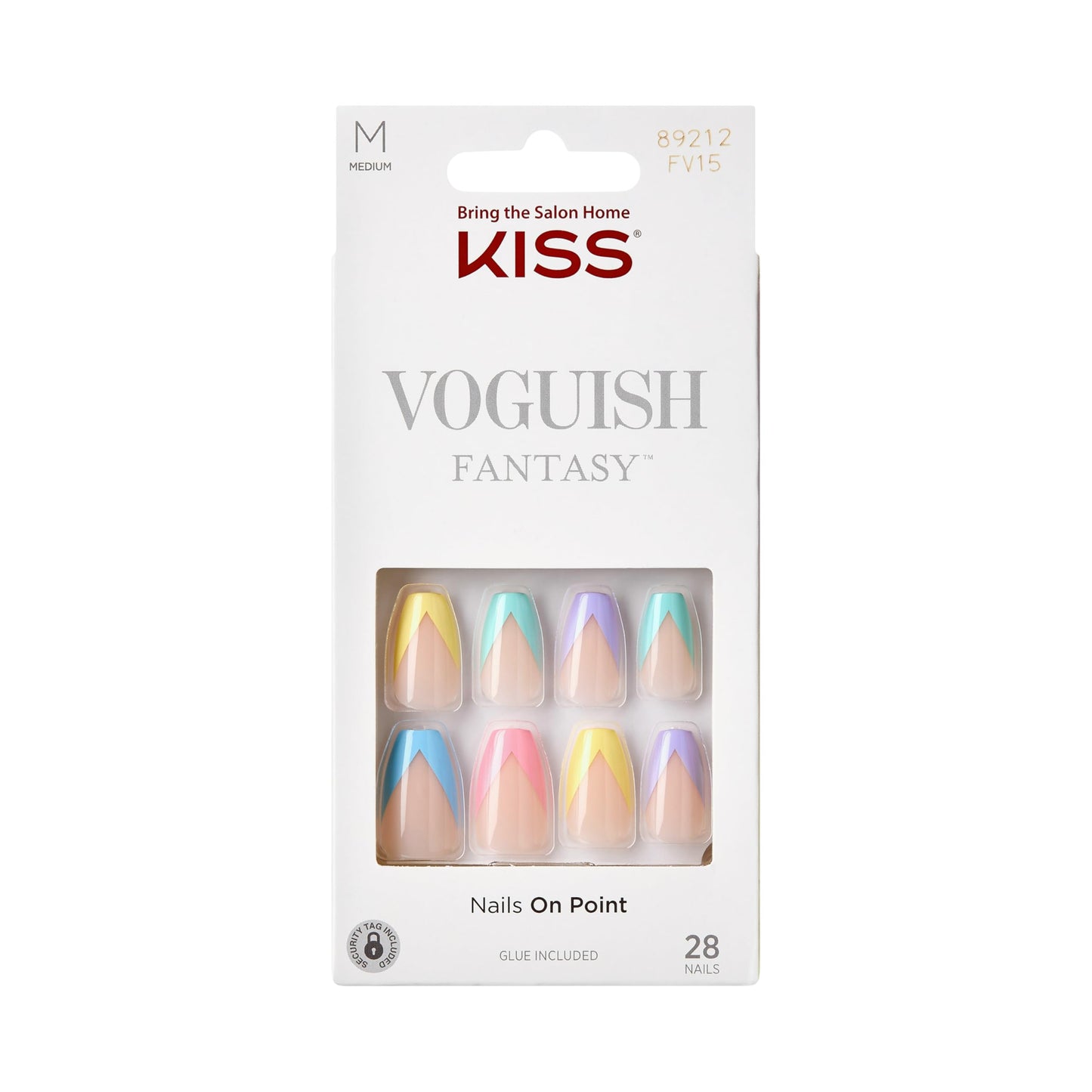 KISS Voguish Fantasy, Press On Nails, Nail Glue Included, 'Candies', Multicolor, Medium Size, Coffin Shape, Includes 28 Nails, 2g glue, 1 Manicure Beauty & Personal Care KISS