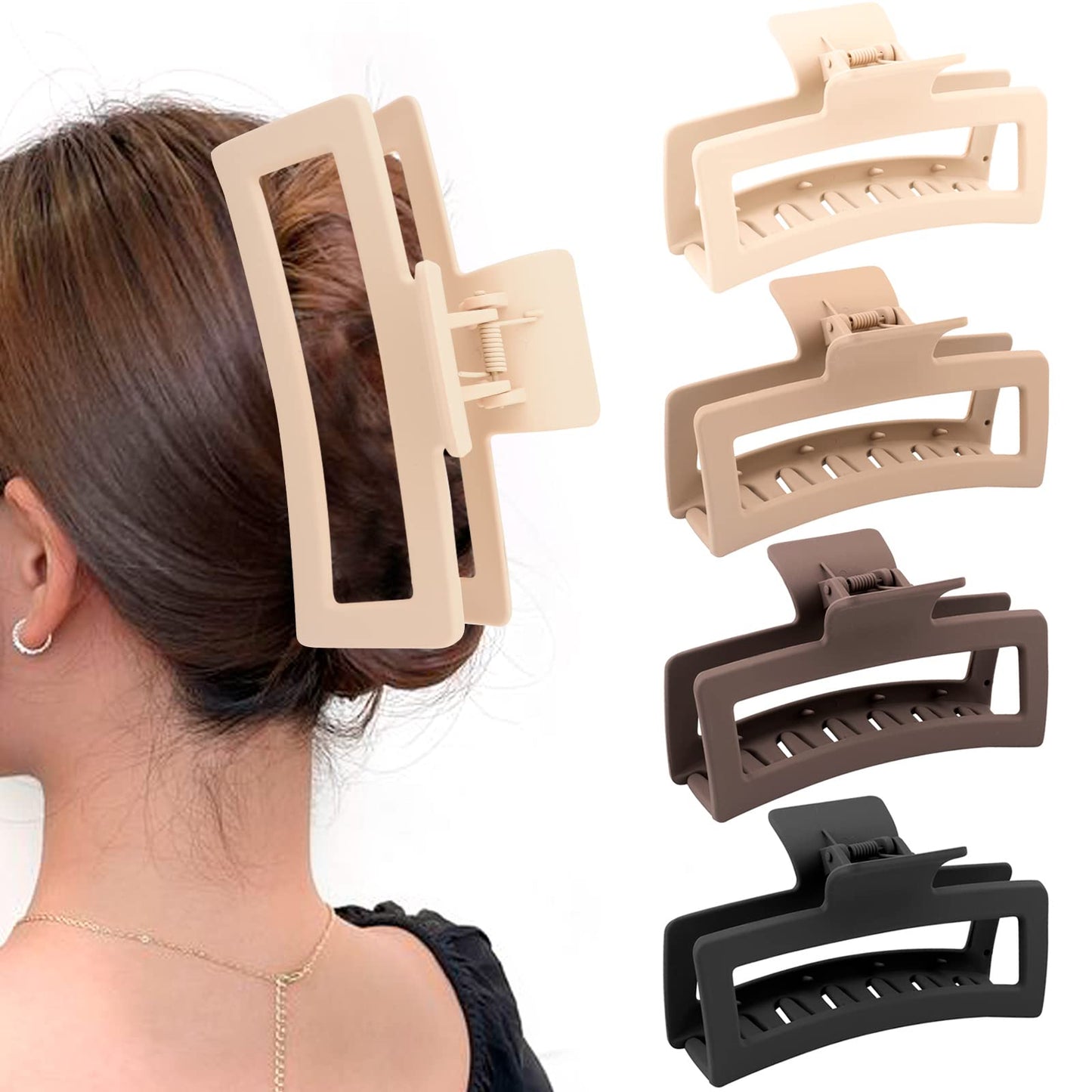 ZYTJ 5 Inche Extra Large Claw Clips for Thick Hair and Long Hair, 4 Pack Xl Jumbo Claw clips, Oversized Matte Non-slip Rectangle Hair Clips for Women Beauty and Personal Care ZYTJ Default Title