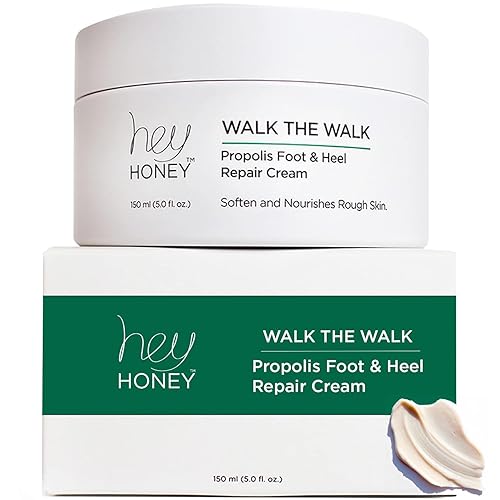 Hey Honey Walk the Walk Propolis Foot & Heel Cream for Dry, Cracked Feet | 72-Hour Hydration, Callus Remover & Odor-Fighting Moisturizer with Honey