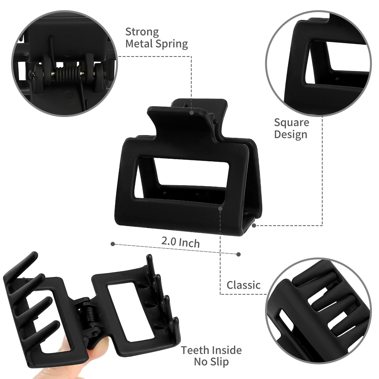 Sisiaipu 2 Inch Medium Claw Clips 12 Pcs - Matte Nonslip Acrylic Square Banana Jaw Clips for Thin Hair, Bulk Hair Accessories for Women and Girls Beauty and Personal Care Sisiaipu
