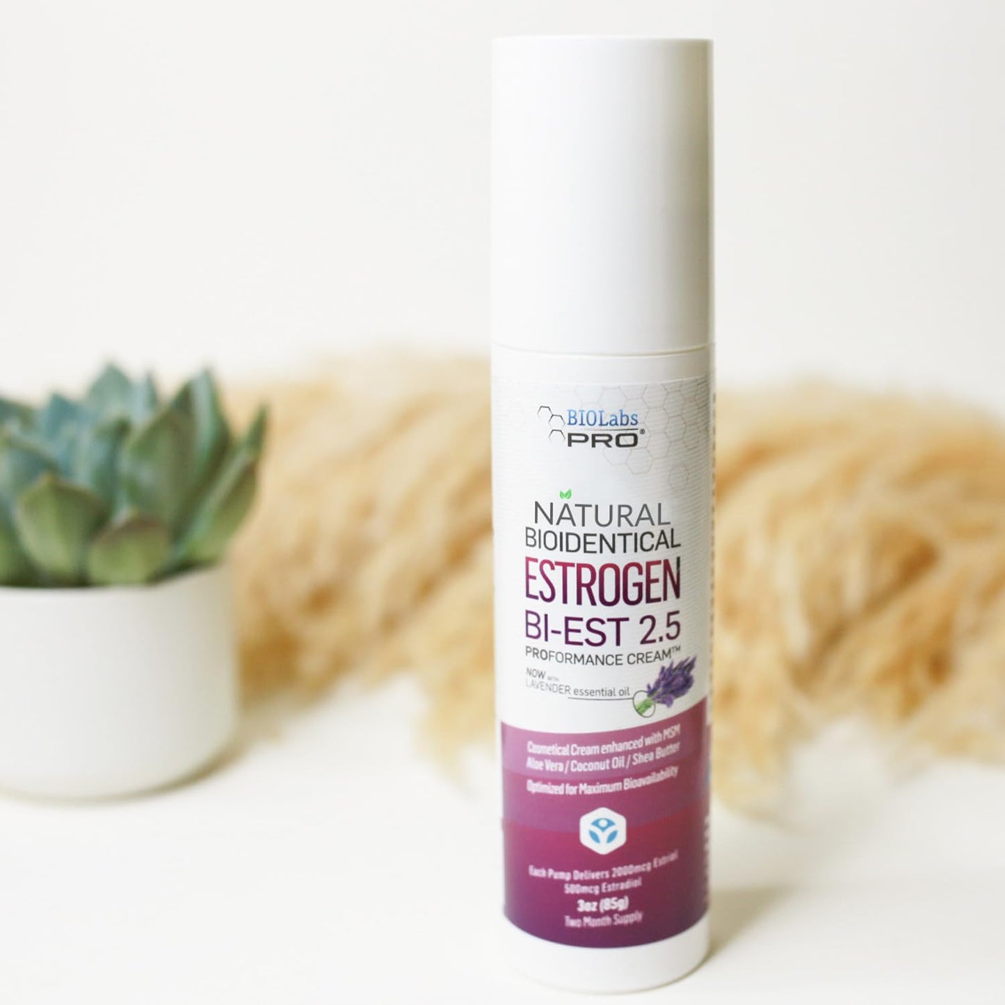 UltraSpa Skincare BioLabs PRO Natural Bioidentical 2.5 Estro Cream, Combo For Women Two-Month Supply (Lavender-3oz)