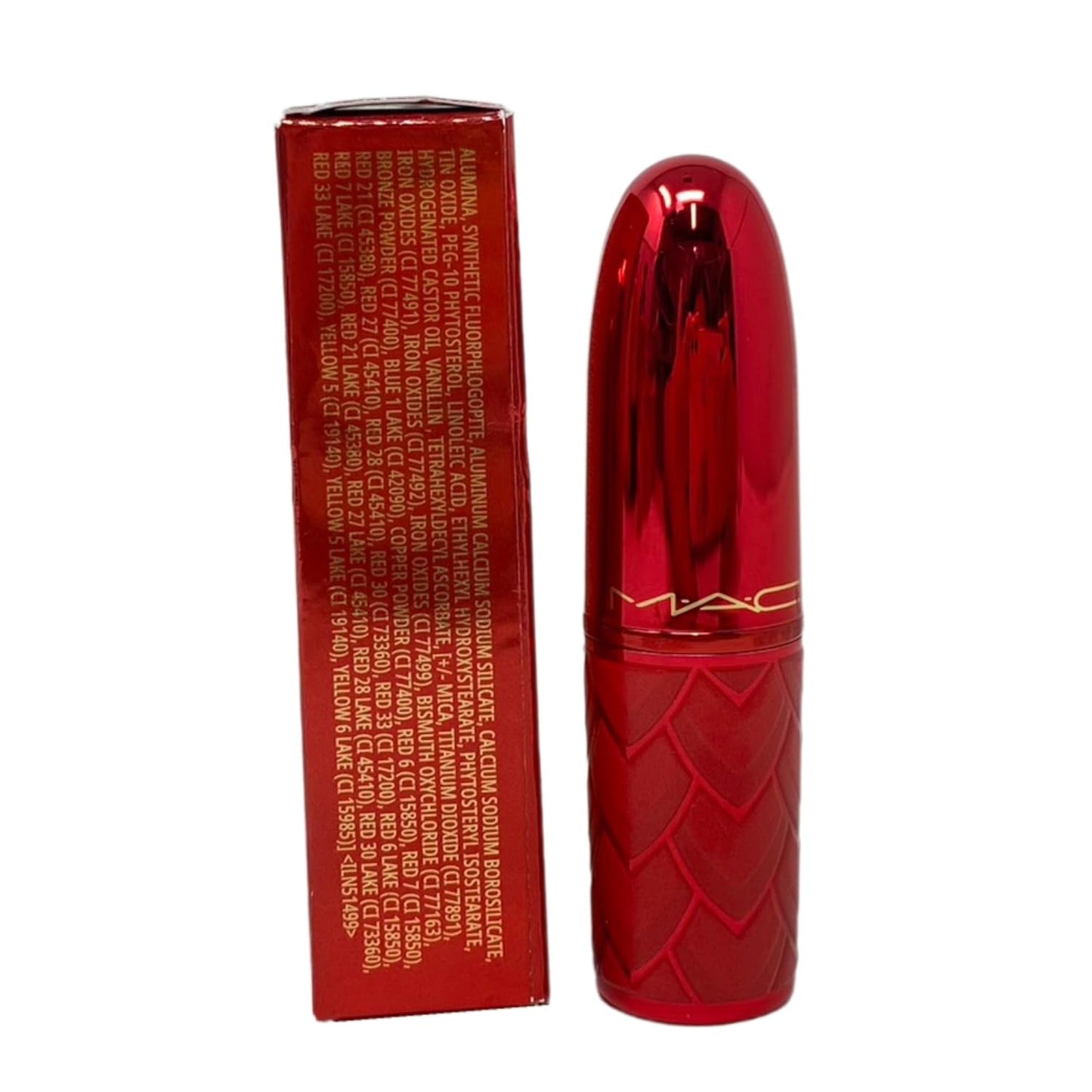 MAC Cosmetics Lovestruck Luck Collection Lustreglass Lipstick - Powerfully Potent (Deep Red) - 0.1 oz / 3 g