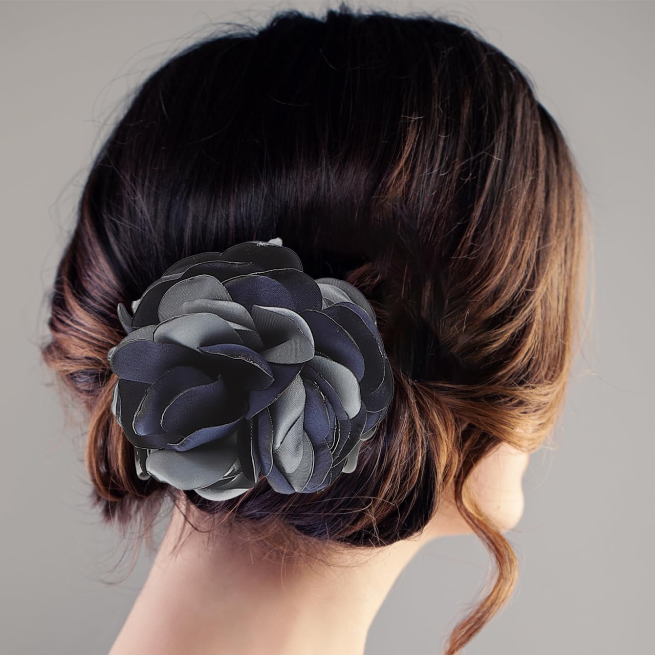 Lurrose 4Pcs Ribbon Hair Claws Large Claw Clamps Rose Flower Bow Jaw Hair Clip Barrette Ponytail Holders for Girls Women