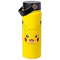 Silver Buffalo Pokemon Pikachu Stainless Steel Water Bottle with Swivel Handle, 20 Ounces