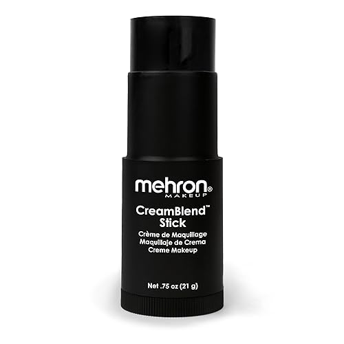 Mehron Makeup CreamBlend Stick | Face Paint, Body Paint, & Foundation Cream Makeup | Perfect for Halloween .75 oz (21 g) (Black) | Made in the USA