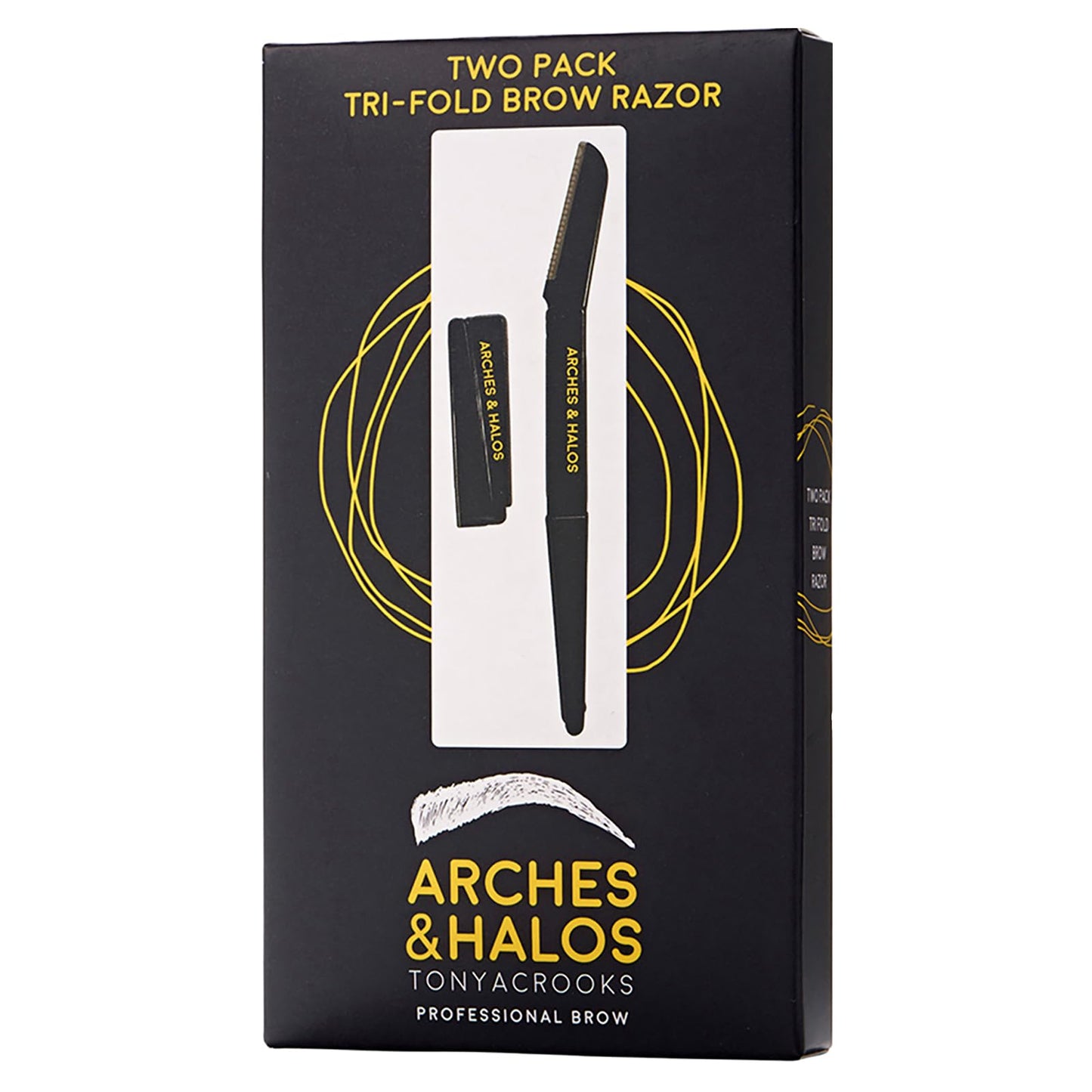 Arches and Halos Two Pack Tri-Fold Eyebrow Razor - Travel Size Eye Brow Razors for Women - Rust-Proof - Ease to Use for Precise Shaving - 1 pc