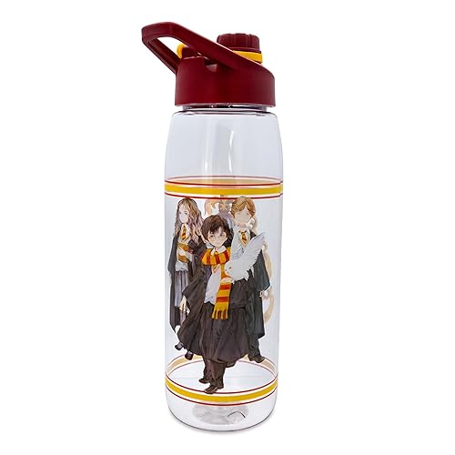 Harry Potter Hogwarts Anime Plastic Water Bottle With Screw-Top Handle Lid | Large Plastic Sports Jug | Holds 28 Ounces