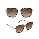 DIFF Jordan Designer Oversized Navigator Sunglasses for Women UV400 Polarized Protection, Espresso Tortoise + Brown Gradient