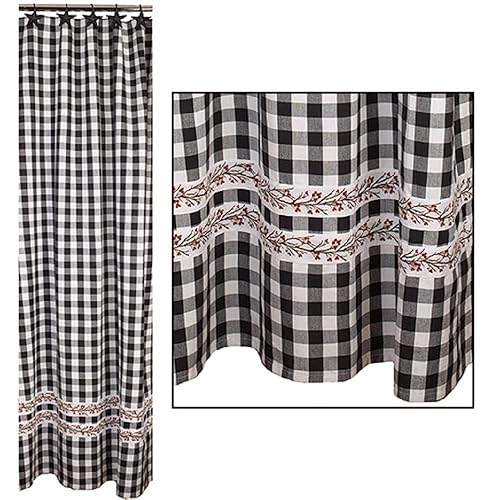 The Country House Collection 32195 Berry Vine Check Shower Curtain,72-inch