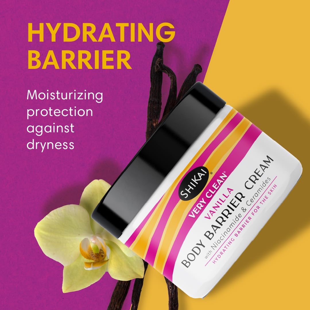 ShiKai Very Clean Moisturizing Body Barrier Cream (Vanilla, 4.5 oz) | Hydrating Barrier for the Skin | With Niacinamide, Ceramides, Shea Butter