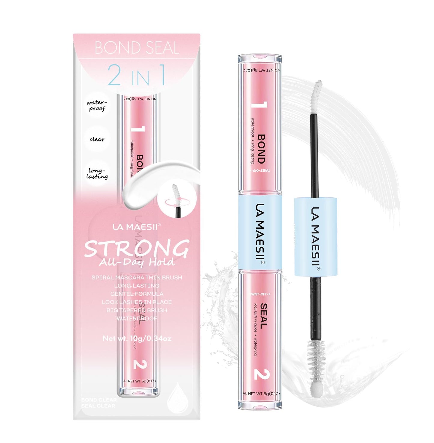 LA MAESII Lash Bond and Seal 10ML, Lash Cluster Glue Waterproof,Long Lasting Lash Glue for Eyelash Clusters,2 in 1 Eyelash Glue Quick Dry Latex Free Beauty and Personal Care La Maesii Default Title