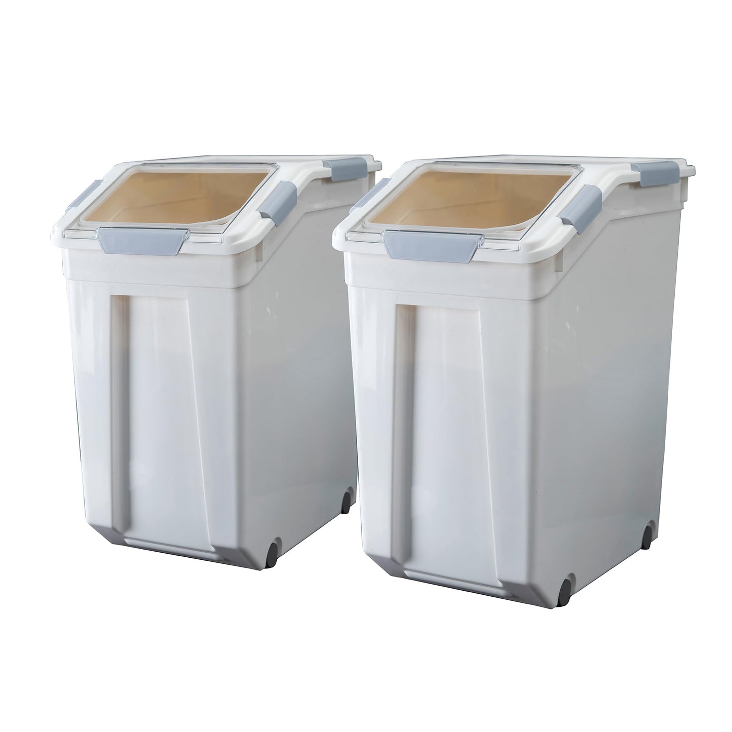 HANAMYA 33 Liter / 50 lbs Rice Storage Container with Measuring Cup, BPA free, For Rice | Grain | Pet Food | Flour, 2 count, White