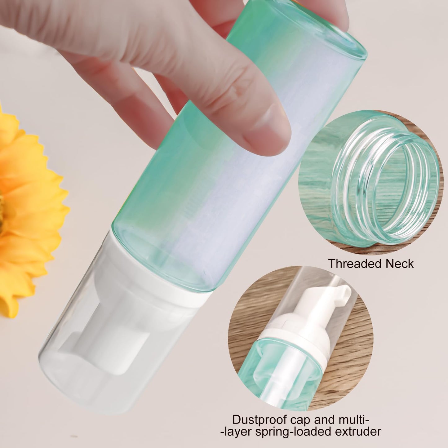 2oz Plastic Foam Pump Bottle, Empty Bottle Travel Foaming Dispenser for Hand Soap, Shampoo (3Pcs, 60ml) (Clear+Green+Pink) Beauty and Personal Care Zuihug