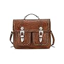 American West Hand Tooled Handcrafted 100% Genuine Leather Multi Compartment Laptop Briefcase for Men and Women | Classic Travel Collection | Western