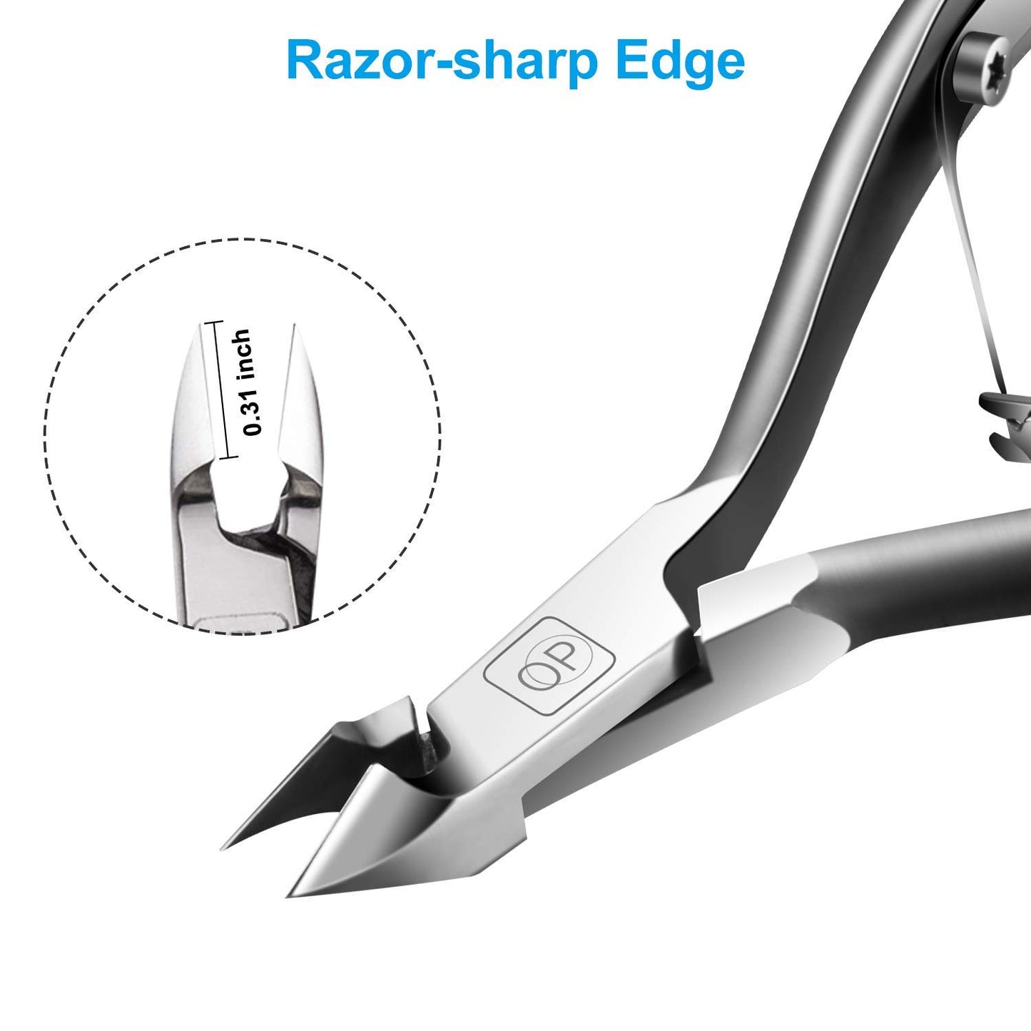 Cuticle Trimmer 3/4 Jaw Extremely Sharp Cuticle Nippers Scissors Stainless Steel Clippers Cutter Remover Pedicure Manicure Nail Tool, opove X7, Space