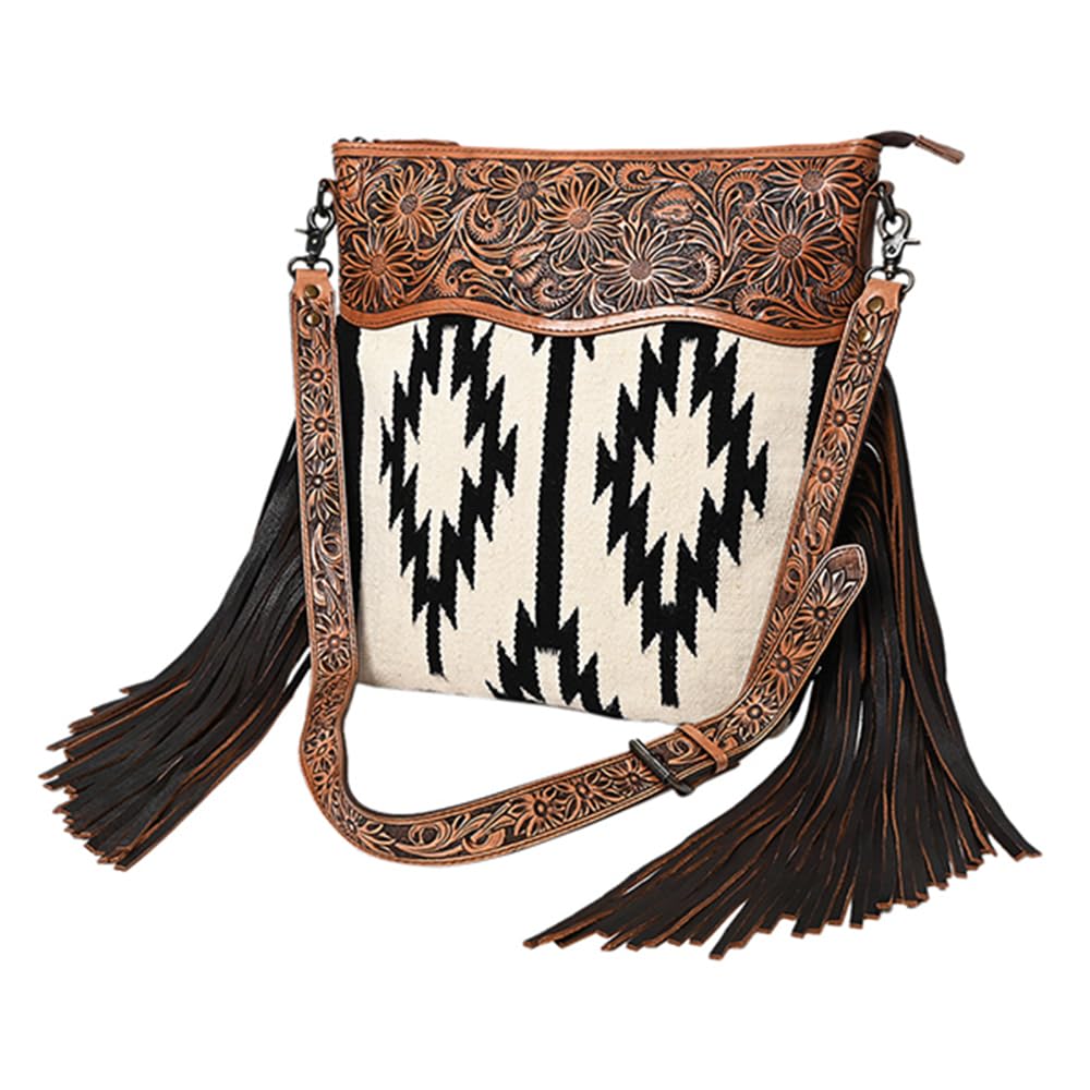 American Darling Signature Crossbody Hand Tooled Saddle Blanket Genuine Leather Western Women Bag Handbag Purse | for Cute