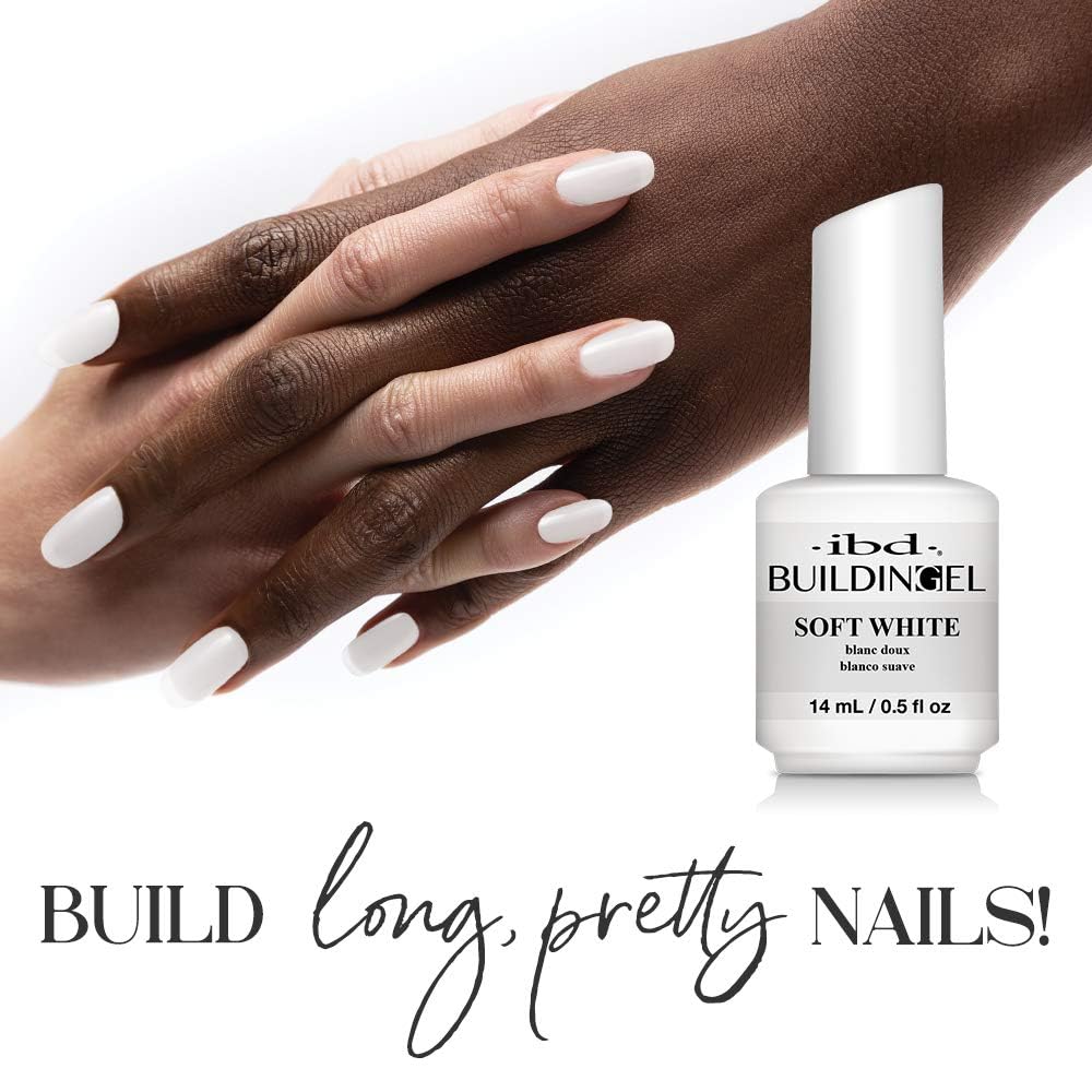 IBD Building Gel, Hard Gel Nail Extension, Soft White - for Nails Extensions, Sculpting, & Overlays, Self-Leveling UV/LED for Strong Nails, 0.5 oz Beauty & Personal Care IBD