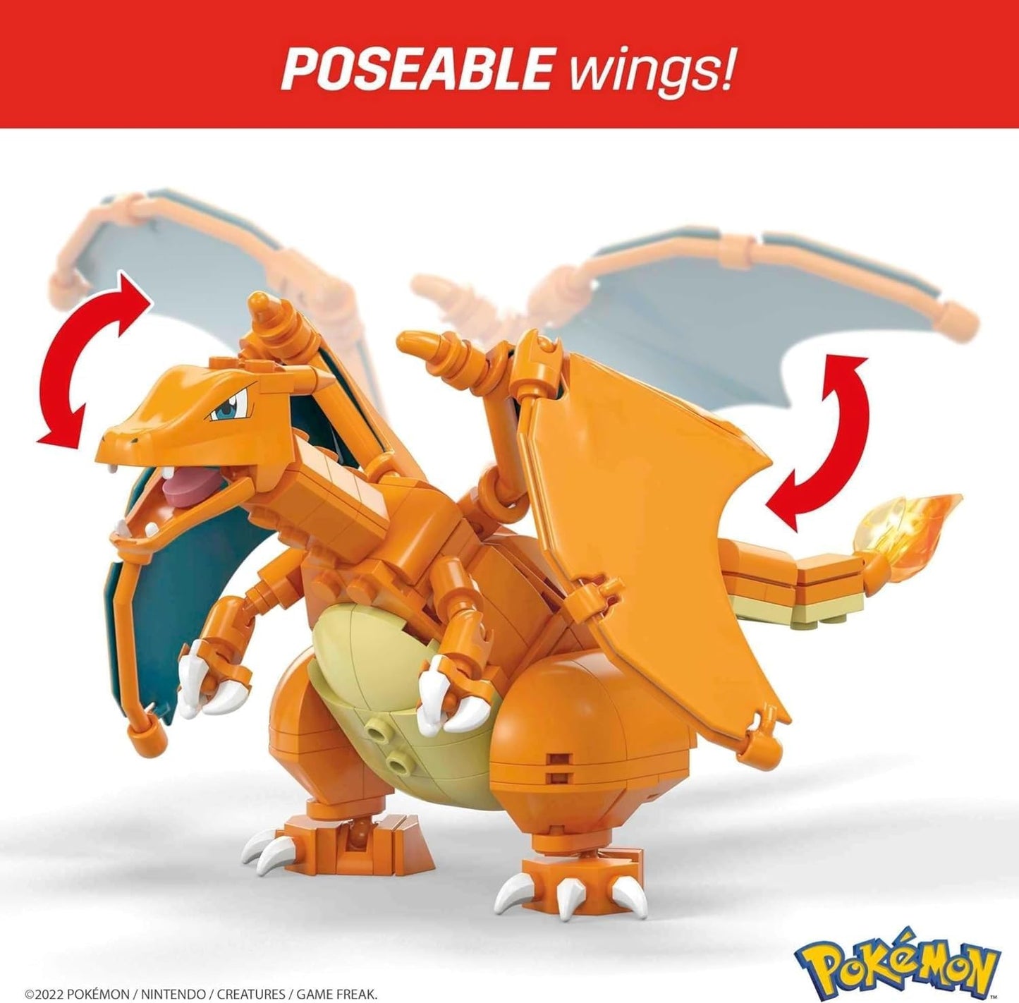 MEGA Pokémon Building Toys Set Charizard with 222 Pieces, Articulated and Poseable, 4 Inches Tall, for Kids