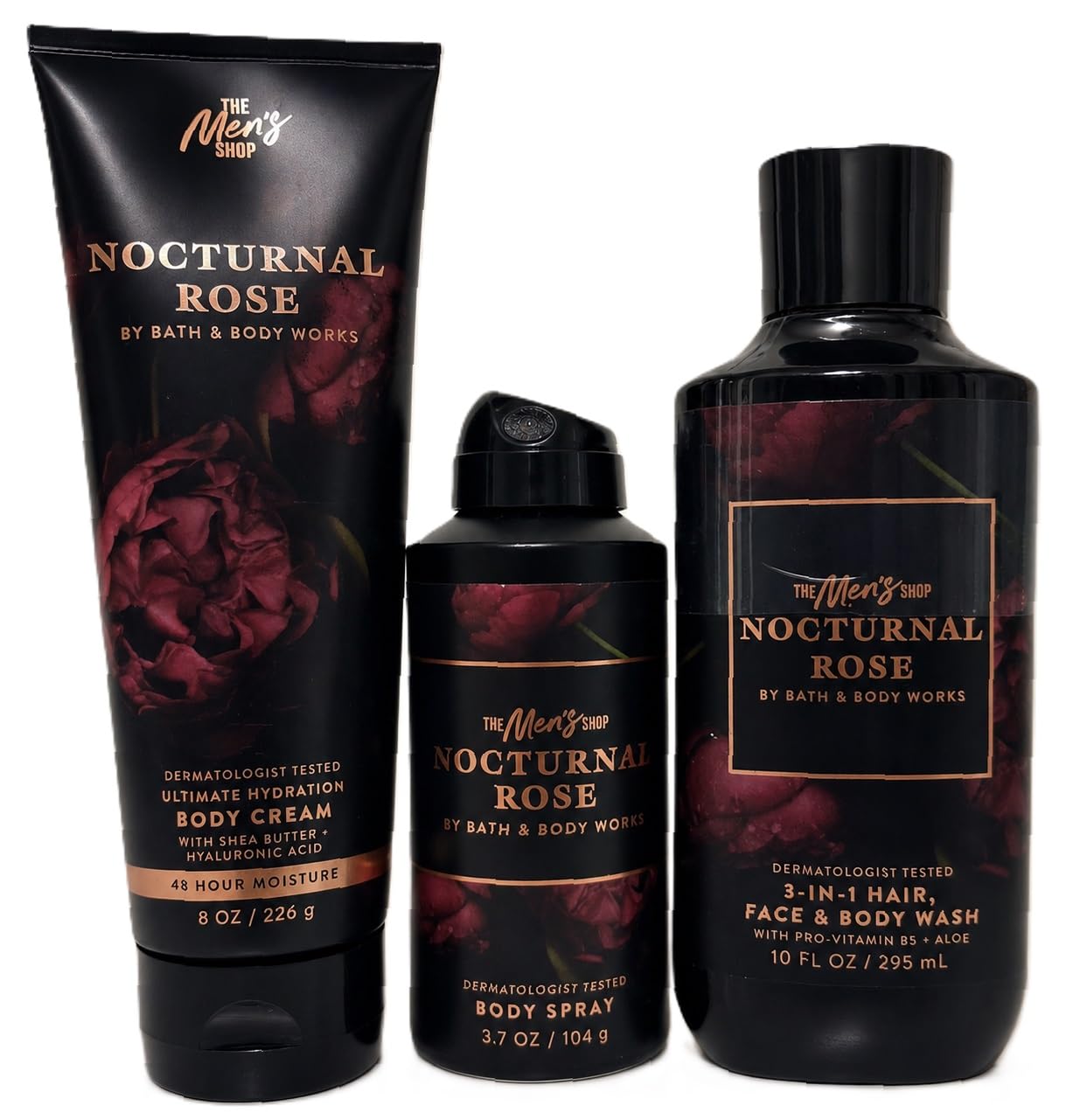 Bath & Body Works The Men's Shop - Nocturnal Rose 3 Piece Body Care Set - Spray, Cream, and Wash Beauty & Personal Care Bath & Body Works