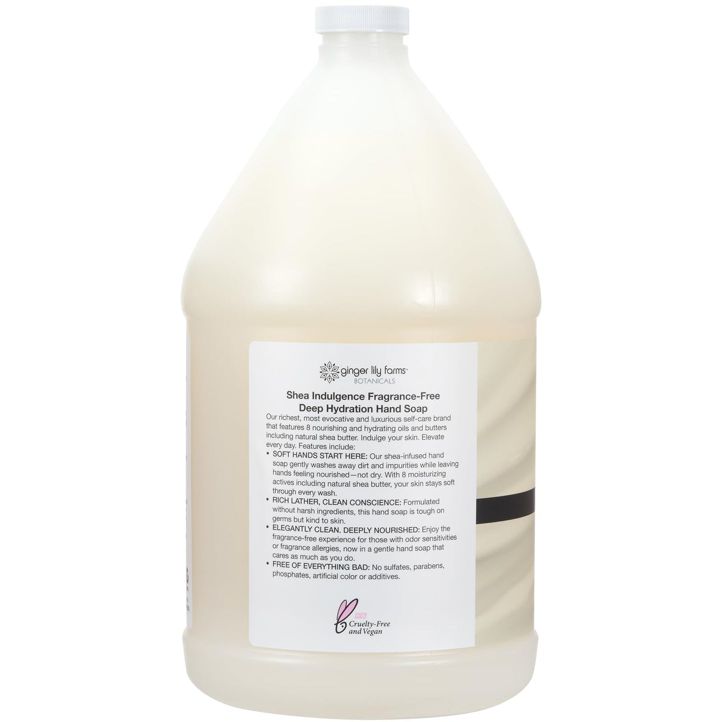 Ginger Lily Farms Botanicals Shea Indulgence Deep Hydration Liquid Hand Soap Refill, 100% Vegan & Cruelty-Free, Fragrance-Free, 1 Gallon (128 fl oz)