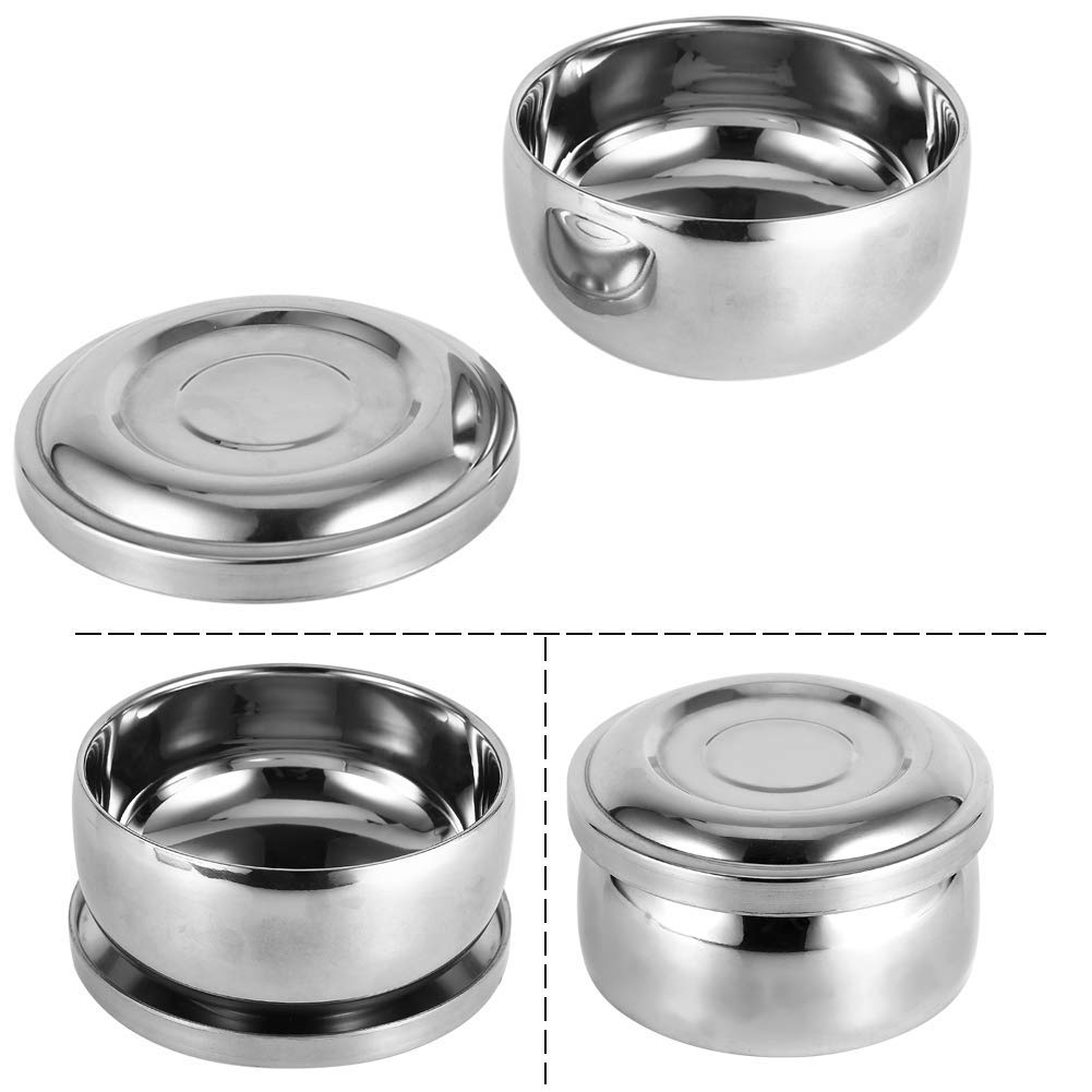 Stainless Steel Shaving Bowl, Men Wet Shaving Soap Mug Bowl Silver Metal Face Cleaning Health Care Shave Tool With Lid, Shaving Soap Dish, Shaving Beauty and Personal Care Brrnoo
